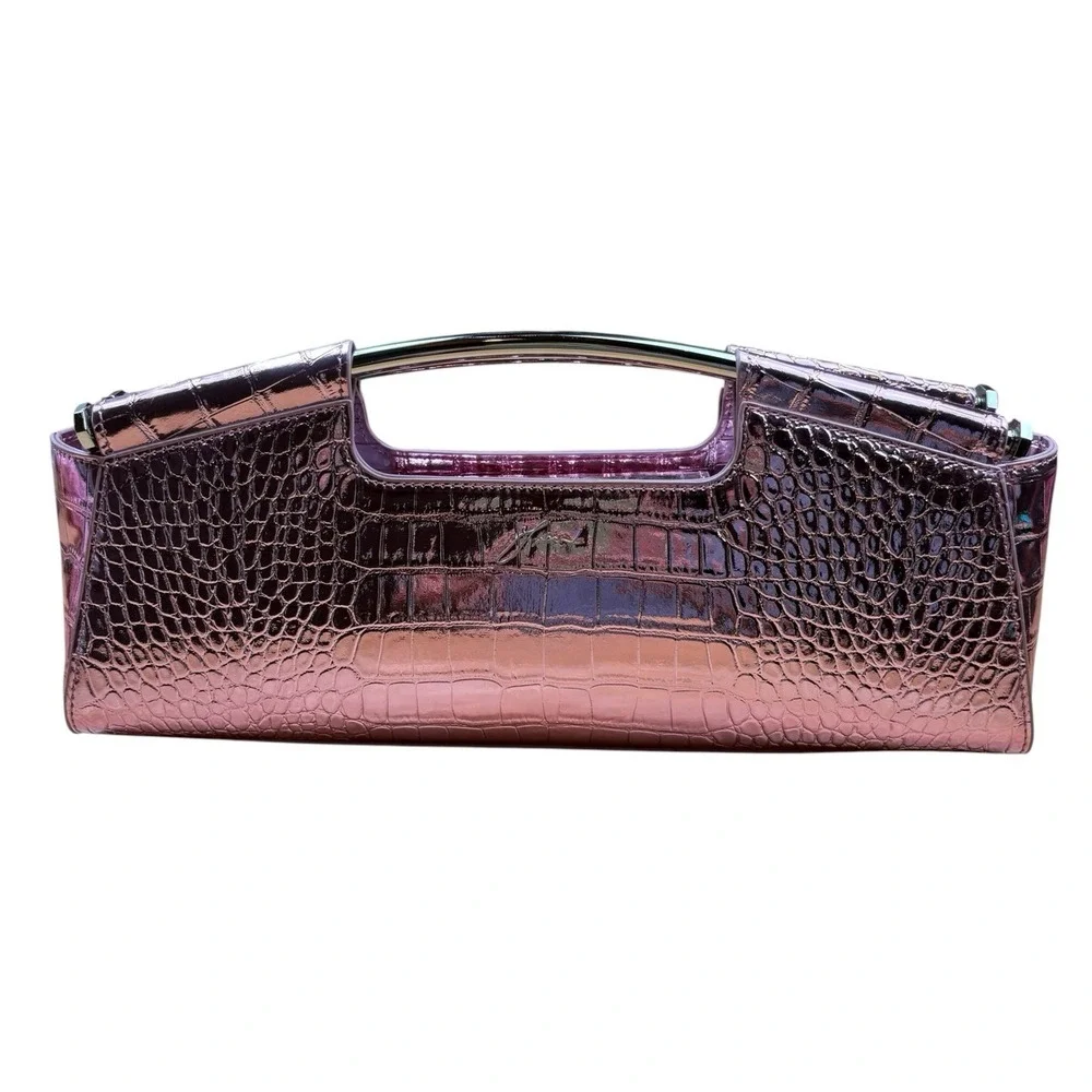 NWOT Tyler Lambert Edge Bag Metallic Pink w/ Adjustable Strap Clutch Crossbody